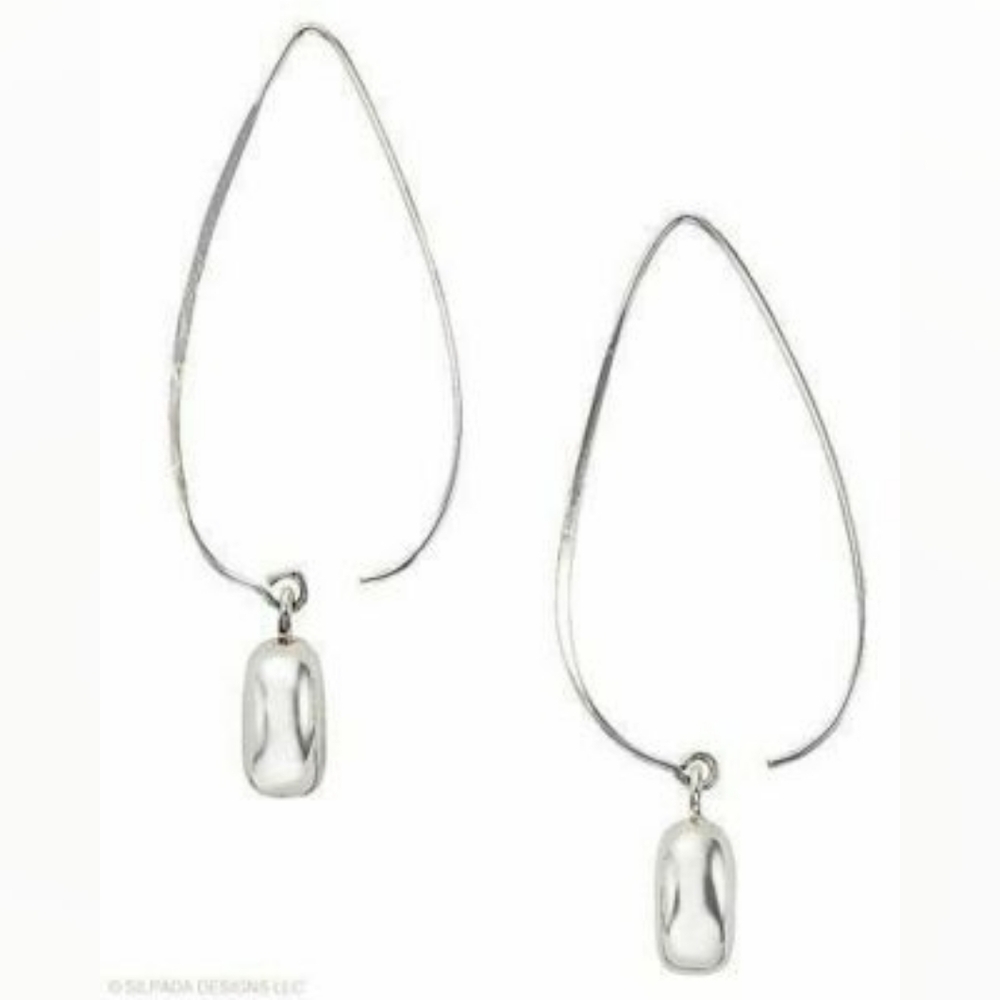 Silpada Wire Drop Earrings Sterling Silver Rhodium Plated